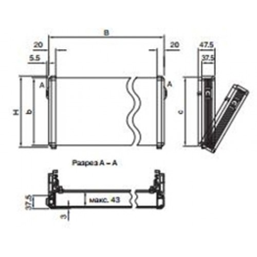 3726000, RITTAL Передняя дрь 3EB 19 дюймов откидная 534x158mm